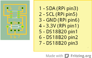 PCB to minimize I2C to 1wire module