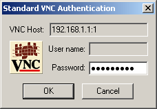 Authentication window in TightVNC client