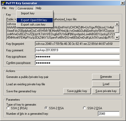 Export private key in OpenSSH format